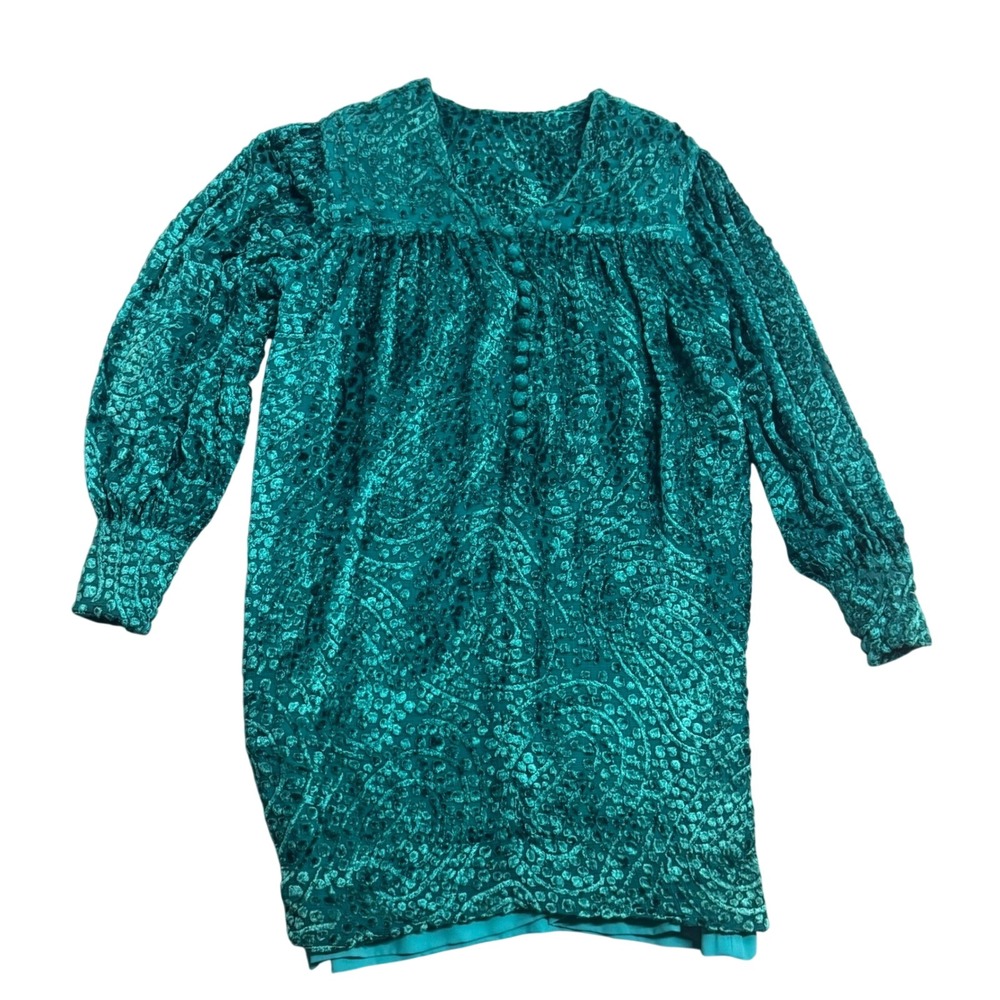 VTG Women's Green Velour Dress S/XS Retro Oversized Y2k Witchy Whimsigoth